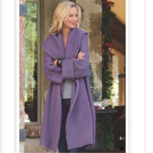 Soft Surroundings Purple Women's Wool Blend Sweater Coat Duster Size 3x